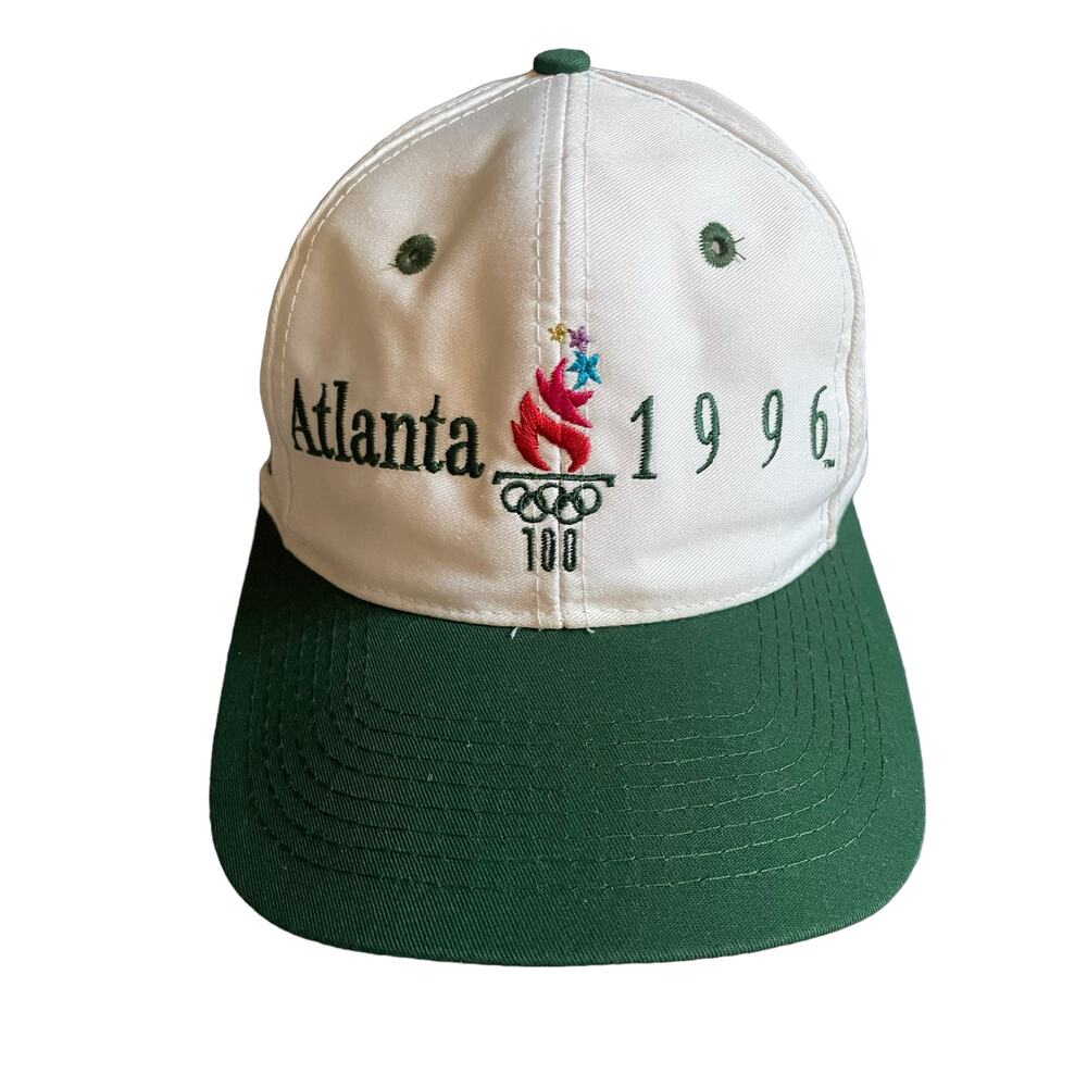 Atlanta 1996 Olympics Green/White Hat Adjustable Snapback Baseball Cap Vintage